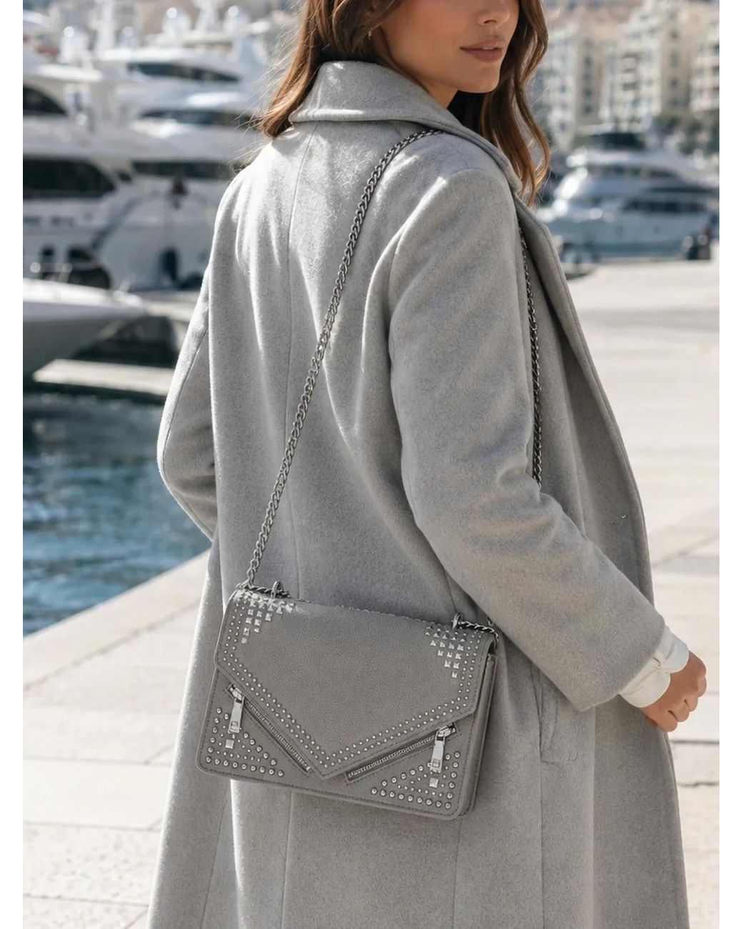 Kat Maconie White Evelyn Stud-Embellished Leather Shoulder Bag