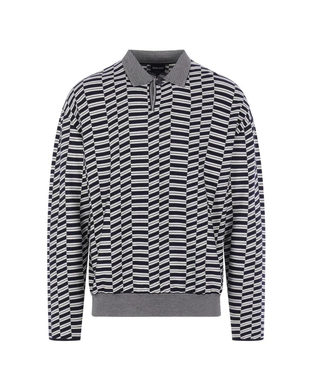 Giorgio Armani Blue Striped Polo Shirt for men