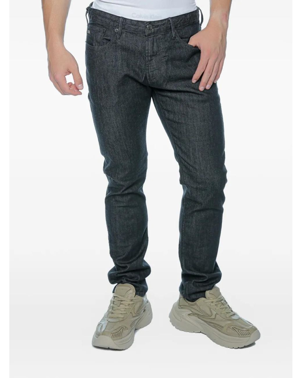 Emporio Armani Blue Five-Pocket Slim-Cut Jeans for men