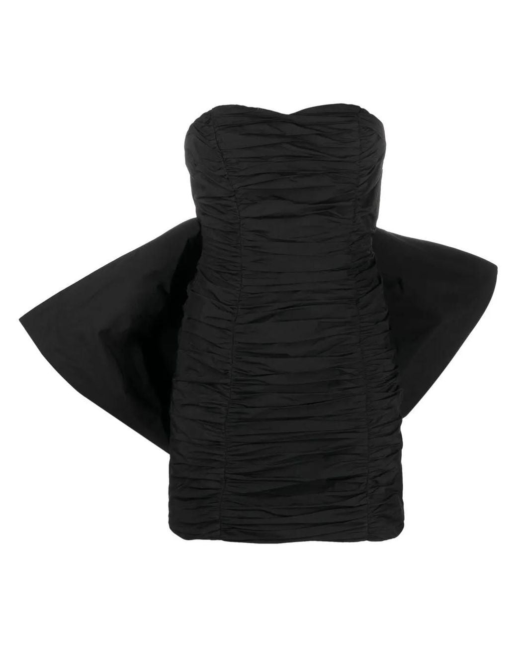 ROTATE BIRGER CHRISTENSEN Black Bow-detail Pleated Minidress