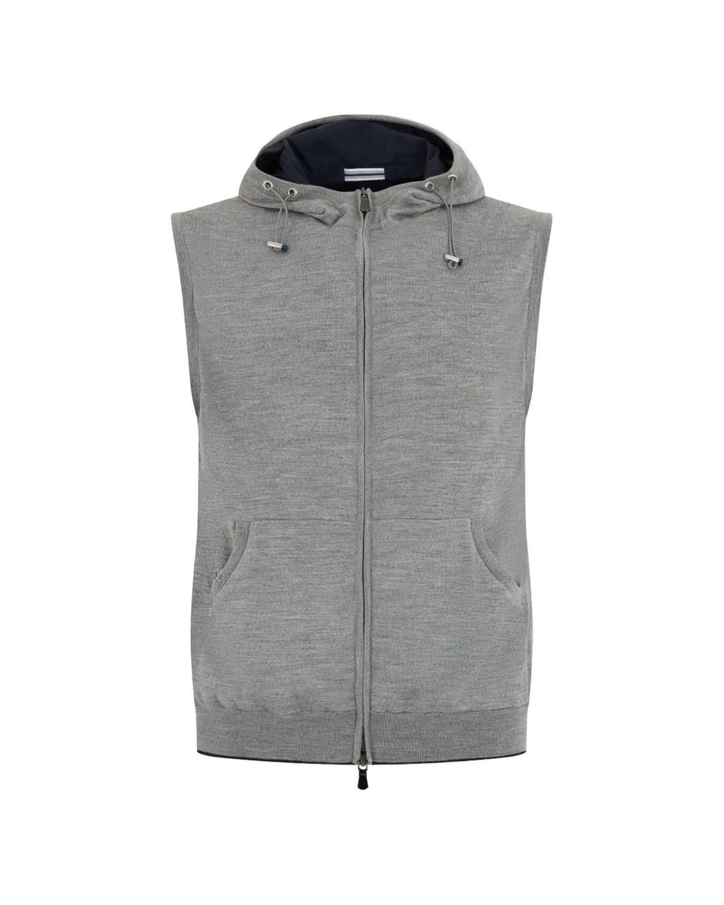 Fedeli Gray Hooded Knit Vest for men