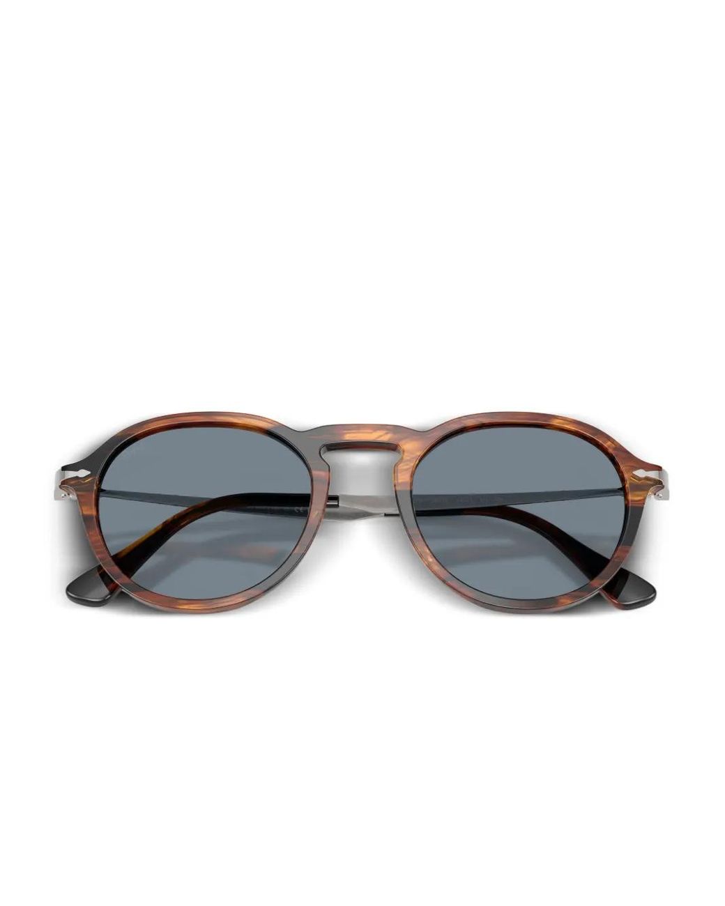 Persol Blue Tortoiseshell Round-Frame Sunglasses