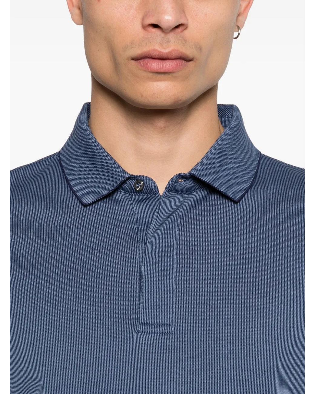 Corneliani Blue Piqué Polo Shirt for men