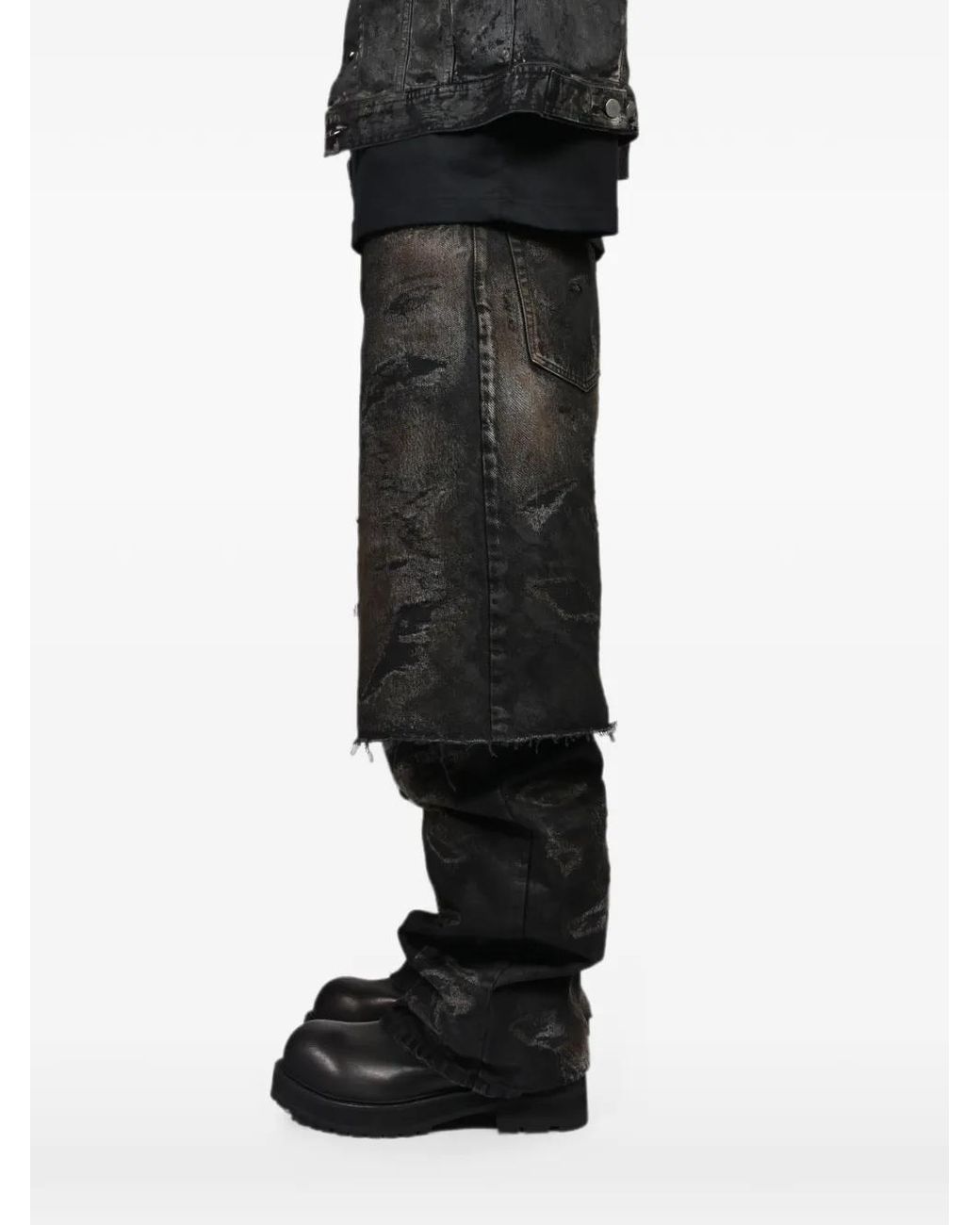 FILTH Black Distressed Layered Shorts for men