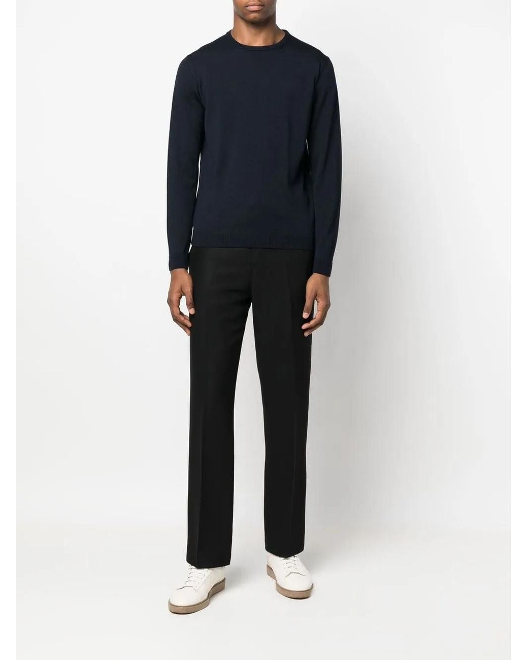 Roberto Collina Blue Crew-Neck Pullover Jumper for men
