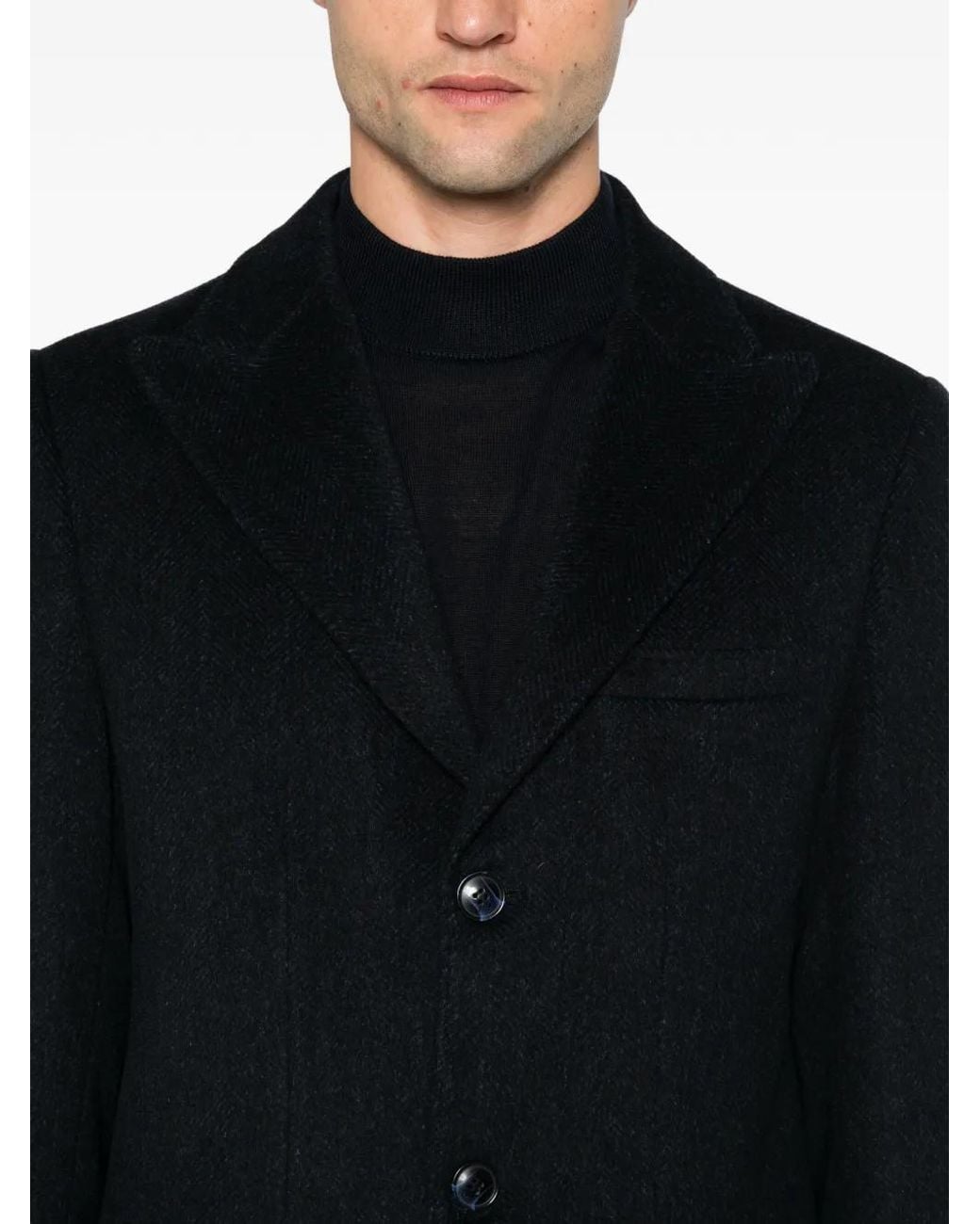 SERGIO MORETTI FIRENZE Black Single-Breasted Coat for men