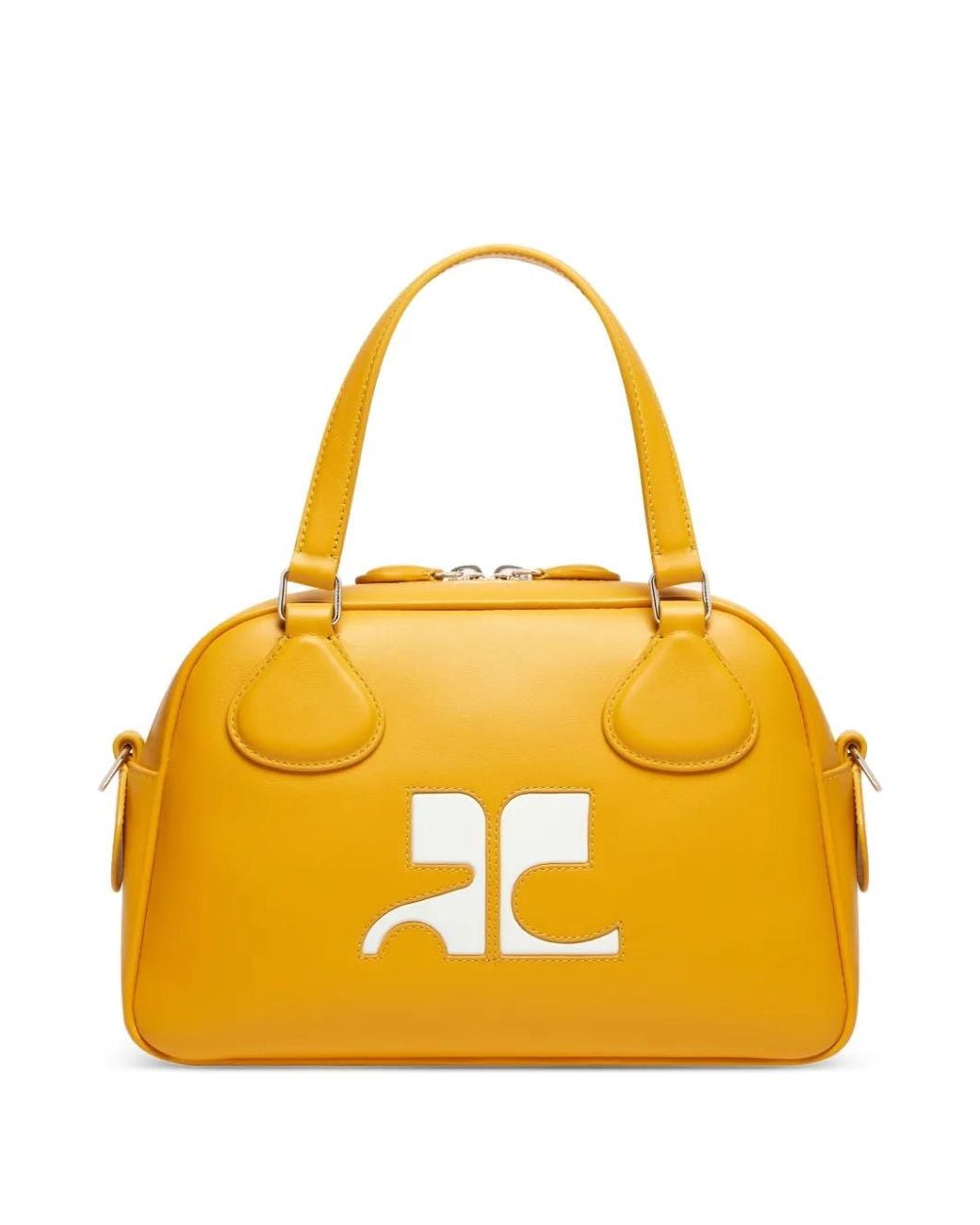 Courreges Yellow Reedition Leather Bowling Bag