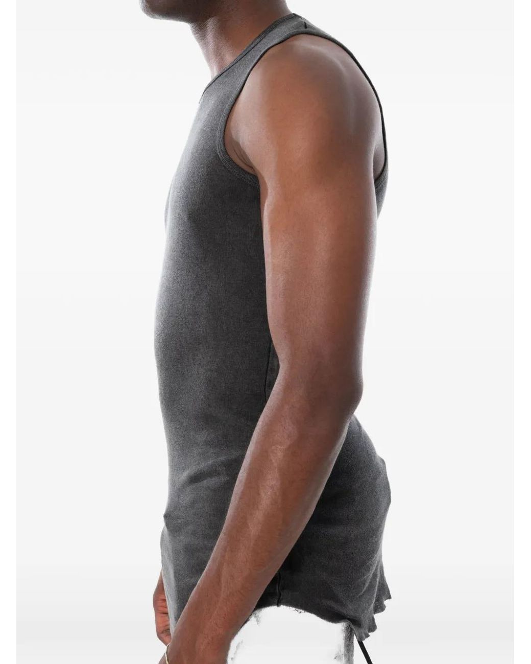 MD75 Black Ribbed Tank Top for men
