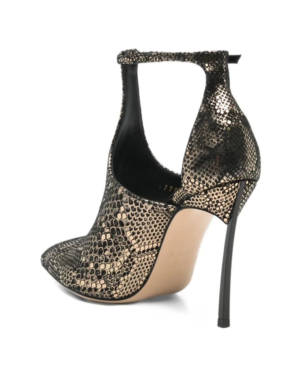 Casadei Black Snake-Effect Buckled Pumps