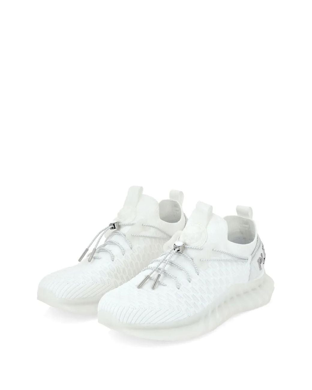 Philipp Plein White Runner Knitted Sneakers