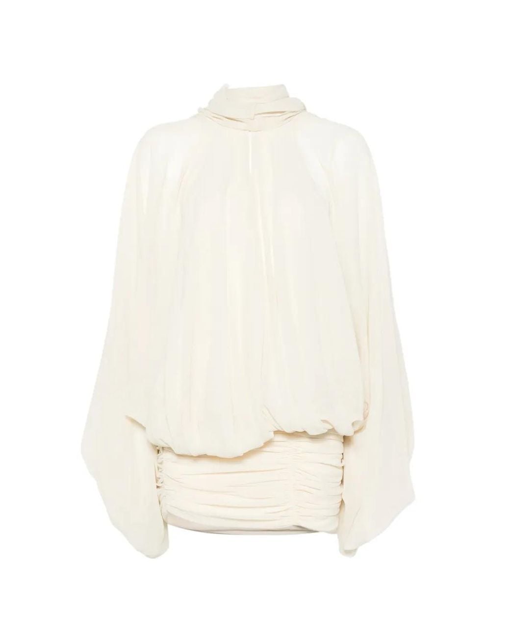 De La Vali Maite Mini-Jurk Van Crème Chiffon in het White