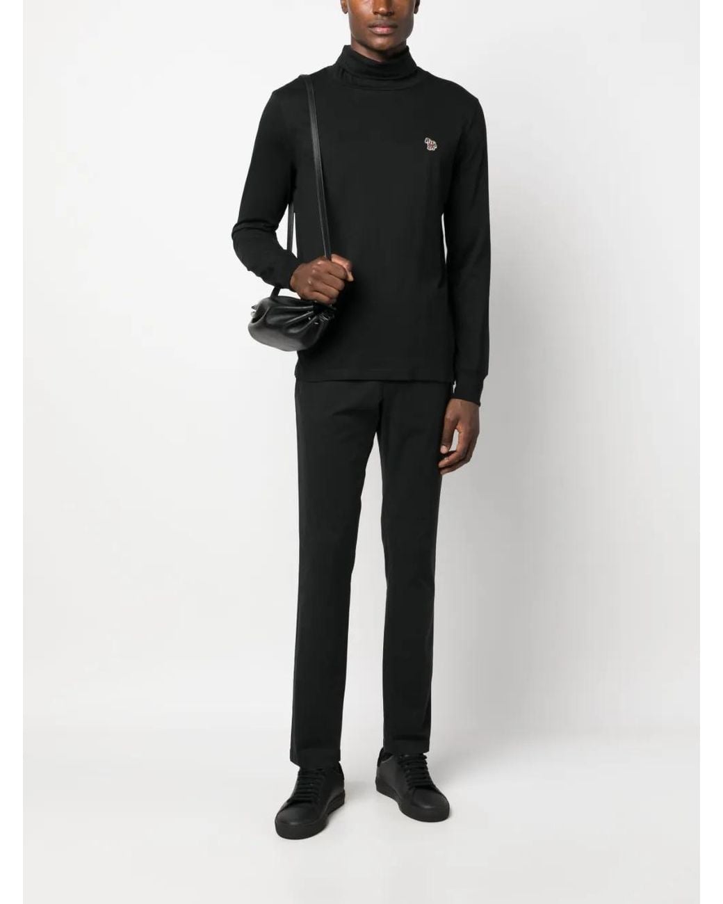 Paul Smith Black Zebra-Patch Roll-Neck Jumper for men