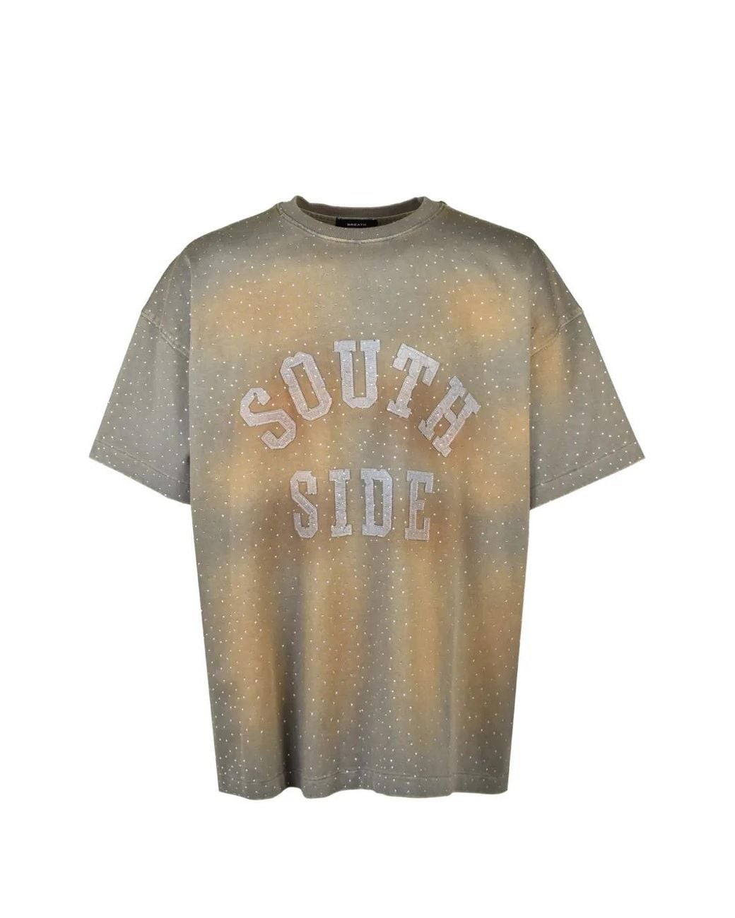 BREATH Gray Rhinestone-Embellished Appliqué T-Shirt for men