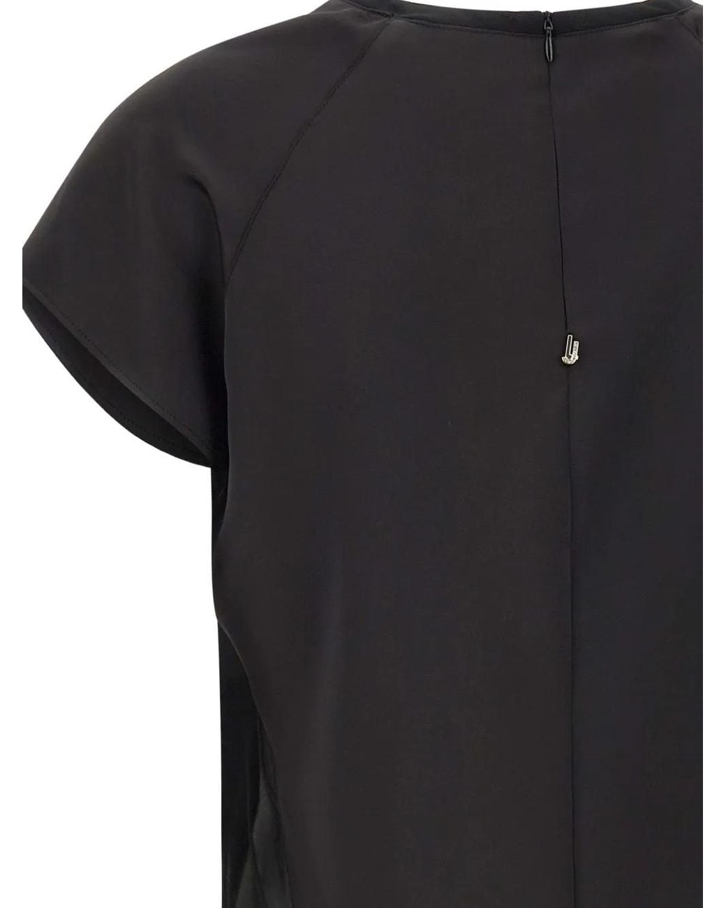 Liu Jo Black Satin Short-Sleeve Top