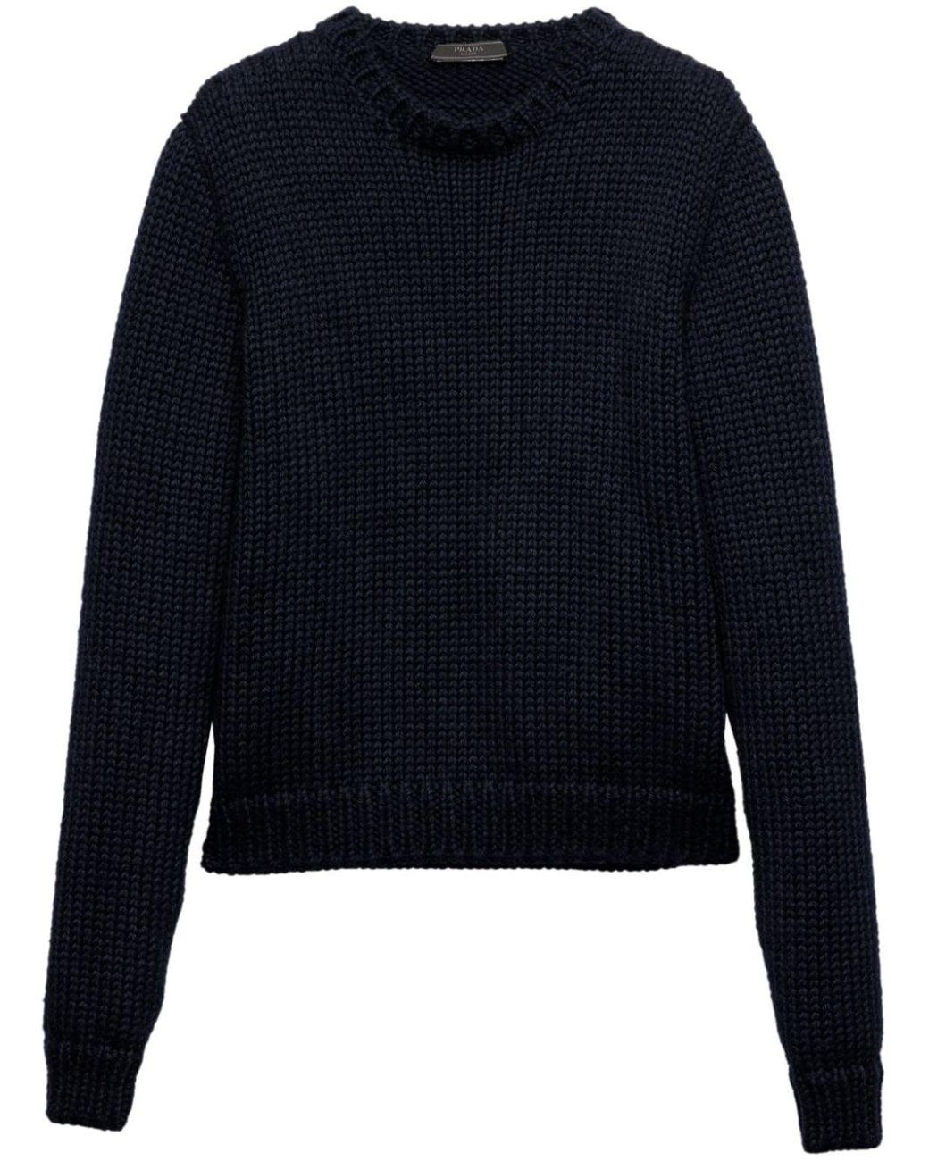 Prada Chunky-Knit Wool Jumper in Blue for Men | Lyst UK