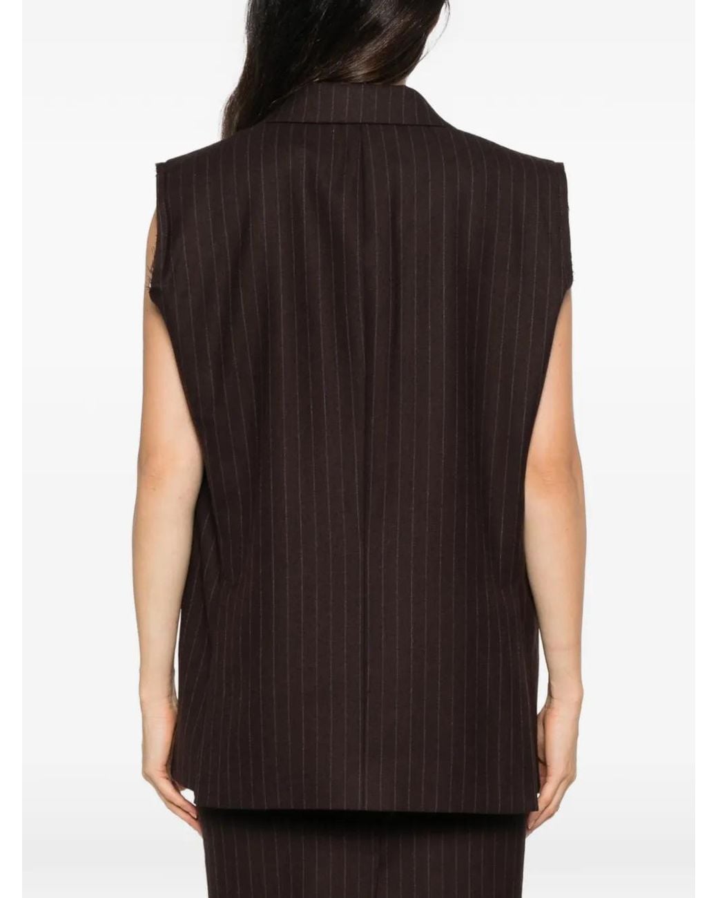 MARSĒM Black Pinstripe Double-Breasted Gilet