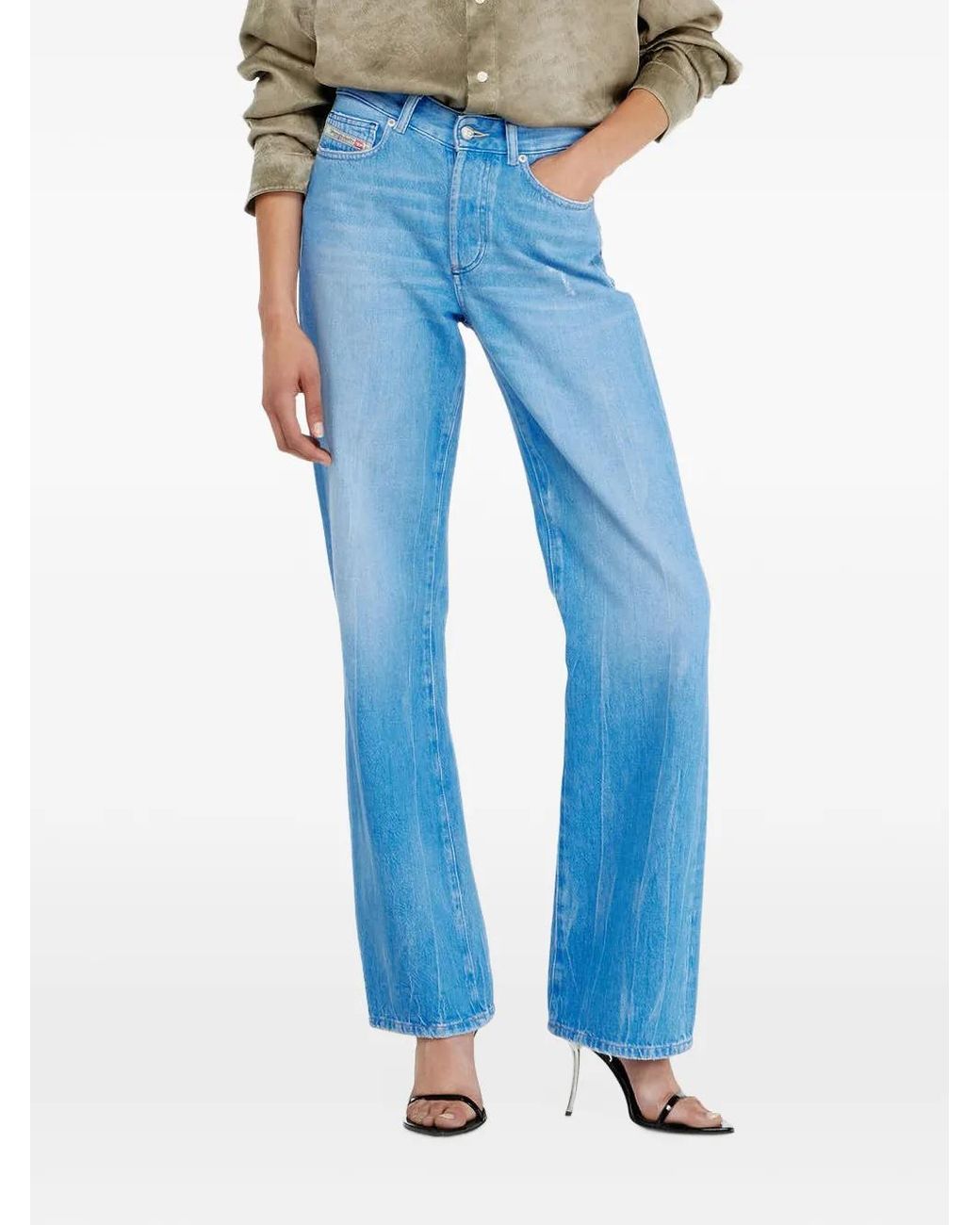 DIESEL Blue Regular Jeans High Waist 1971 D-Sent