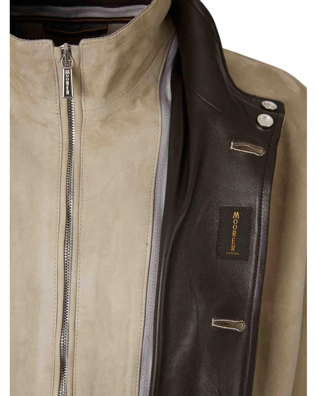 Moorer Natural Button Zip Jacket for men
