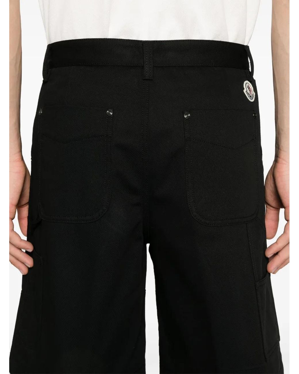 Moncler Black Cotton Cargo Shorts for men
