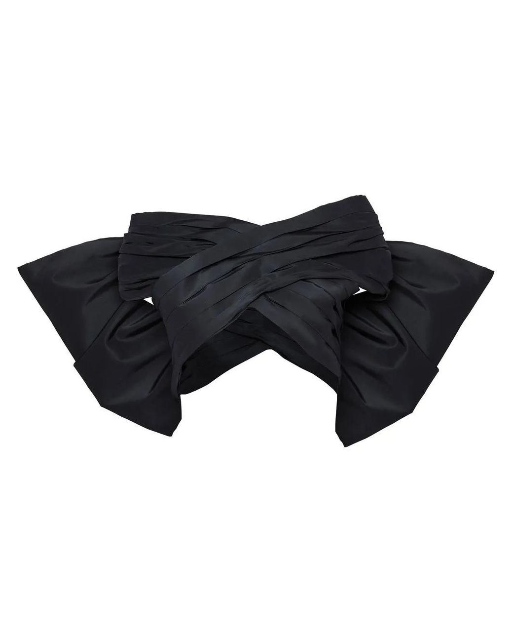 Carolina Herrera Black Off-Shoulder Silk Cropped Top