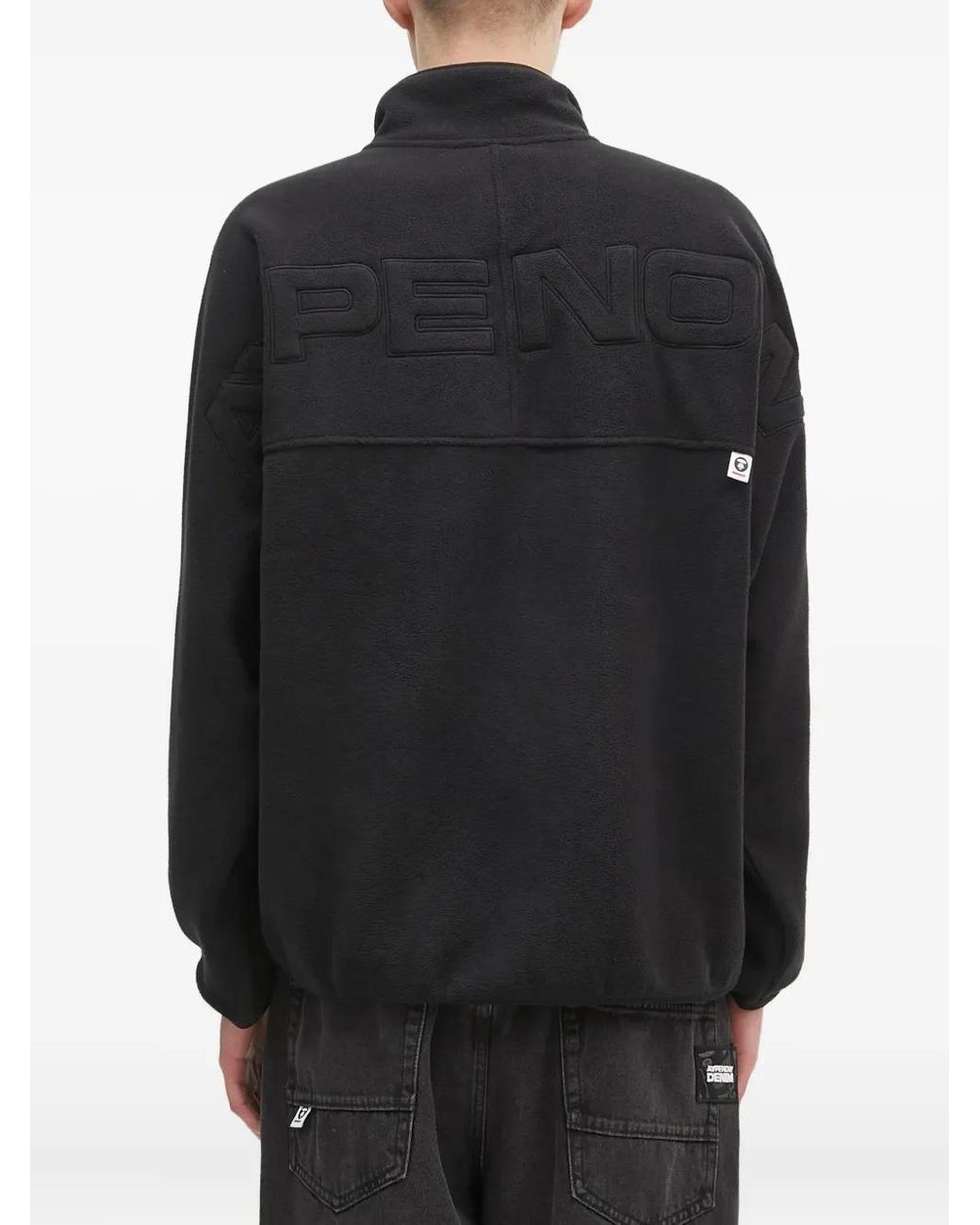 Aape By A Bathing Ape Black Button-Placket Fleece Sweatshirt for men