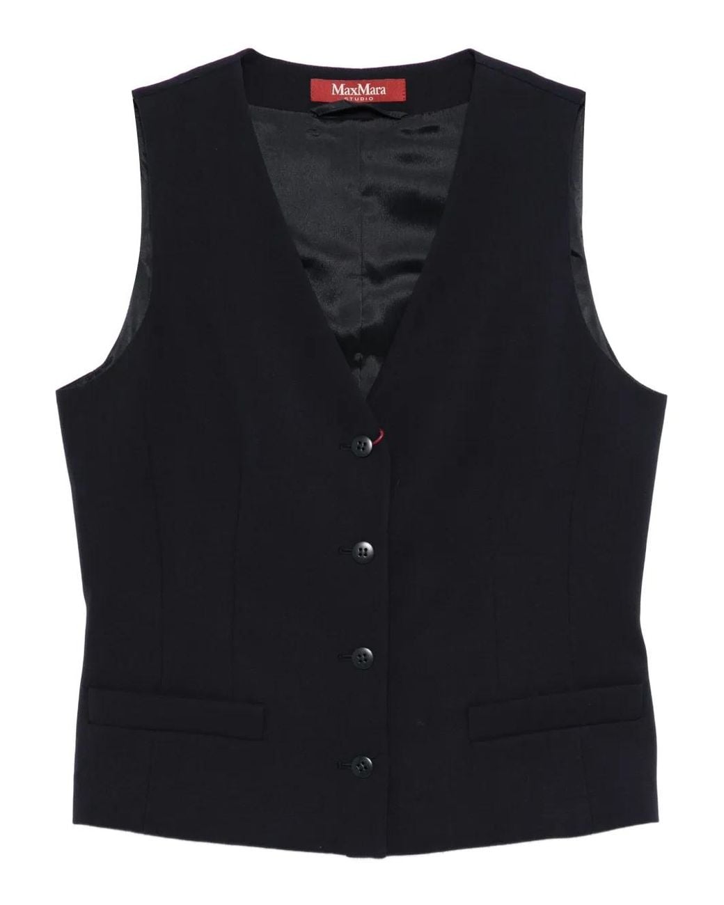 Max Mara Blue Buttoned V-Neck Gilet