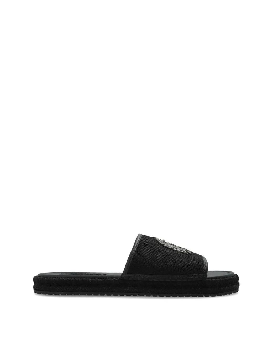Dolce & Gabbana Black Logo-Appliqué Braided Sandals for men