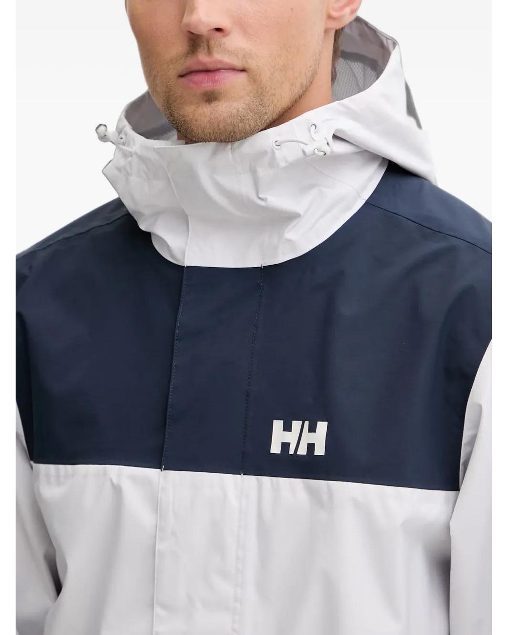 Helly Hansen White Colour-Block Logo-Print Jacket for men