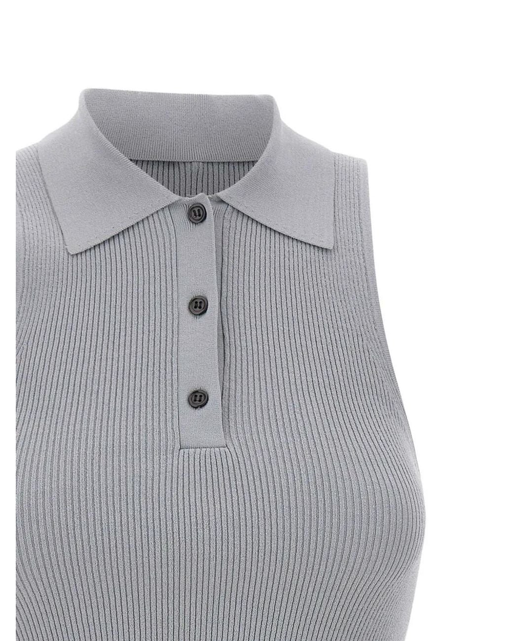 a. roege hove Gray Trine Ribbed Button Polo Top