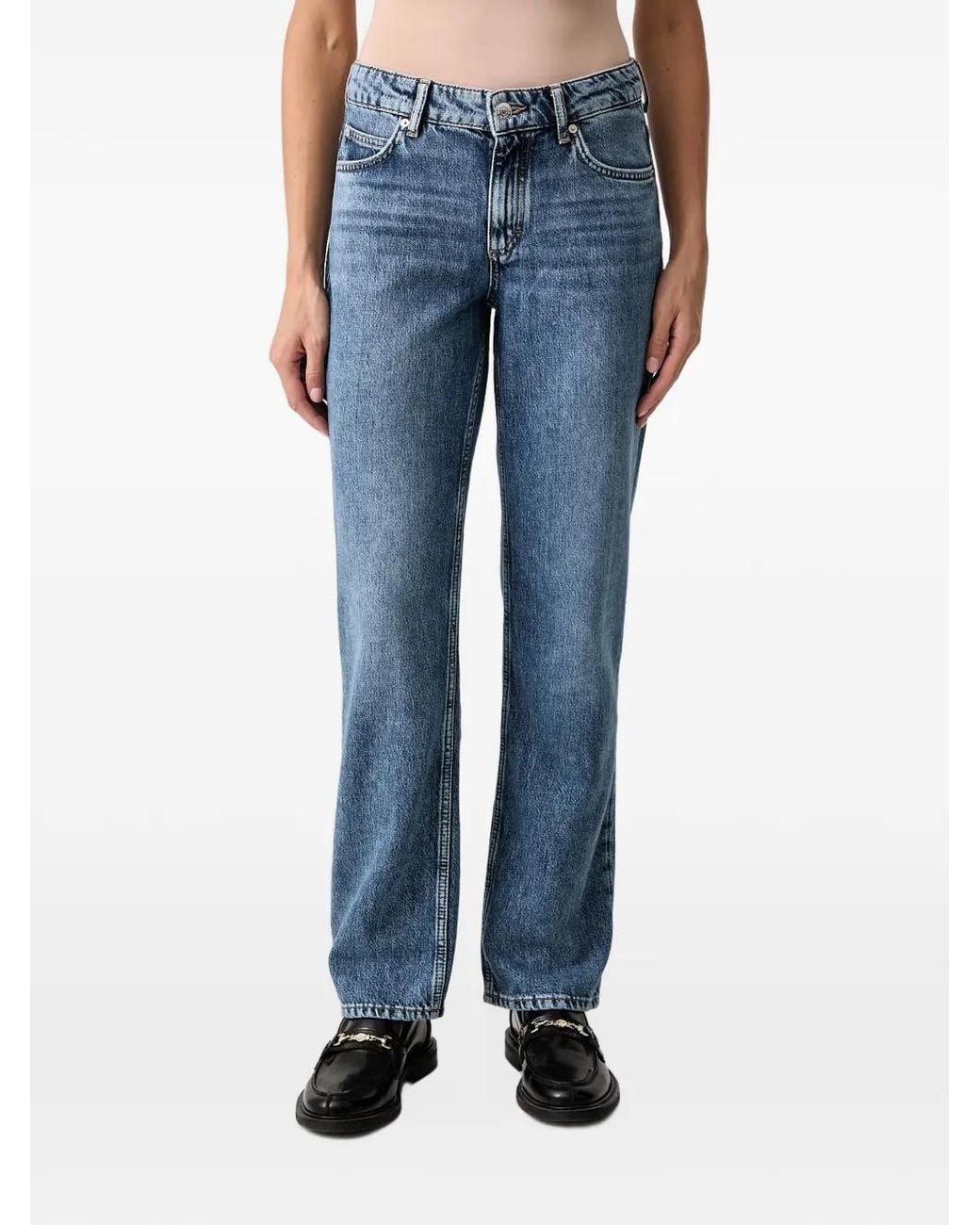 Marc O' Polo Blue Faded-Effect Straight-Leg Jeans