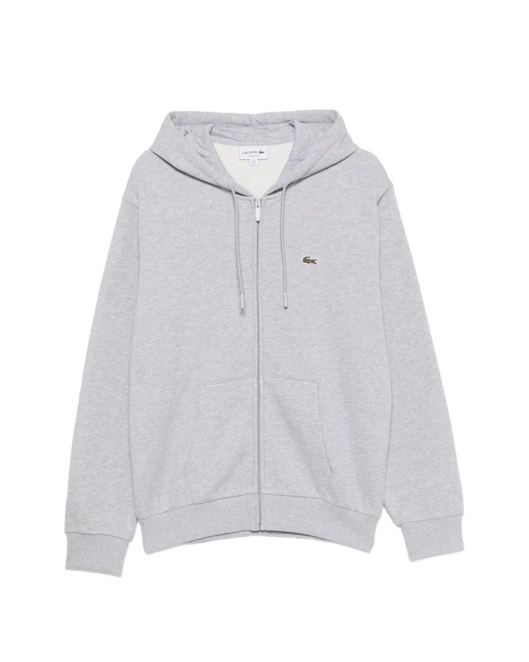 Lacoste Gray Logo-Patch Zip-Up Hoodie for men