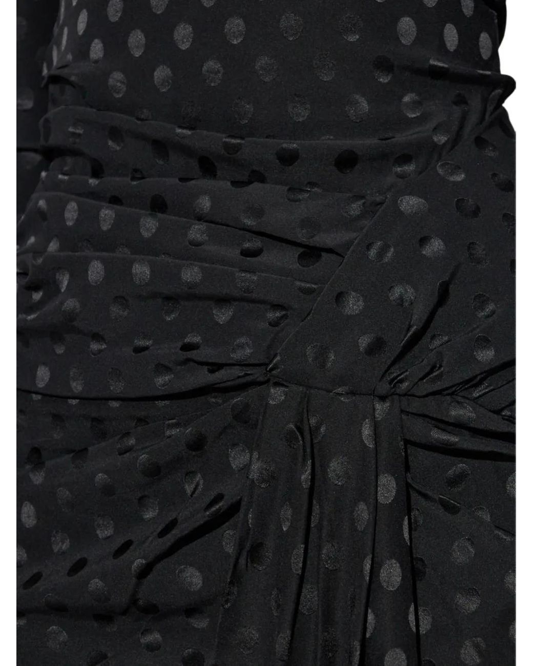Isabel Marant Black Draped Polka-Dot Mini Dress