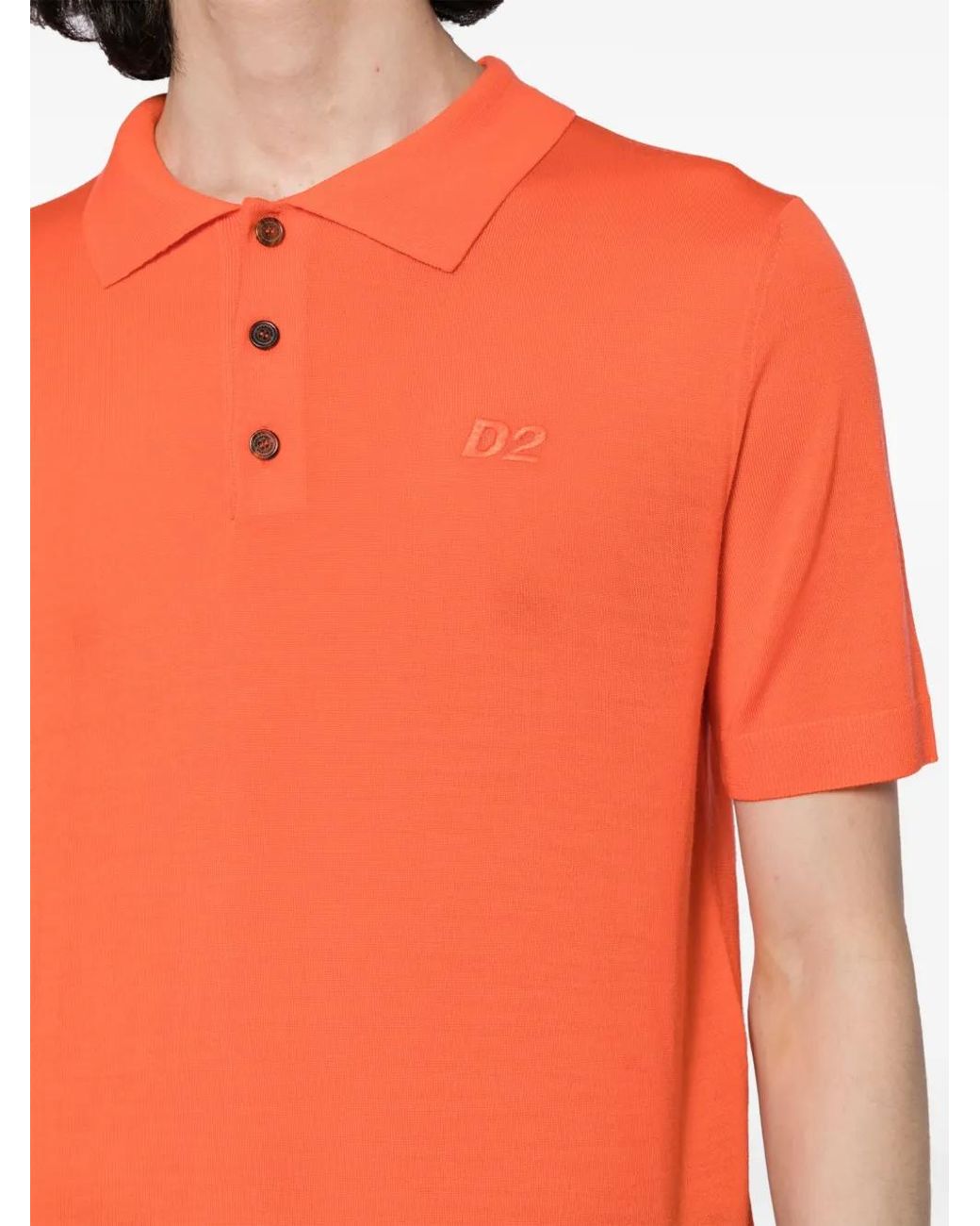 DSquared² Orange Polo En Laine À Logo Brodé for men