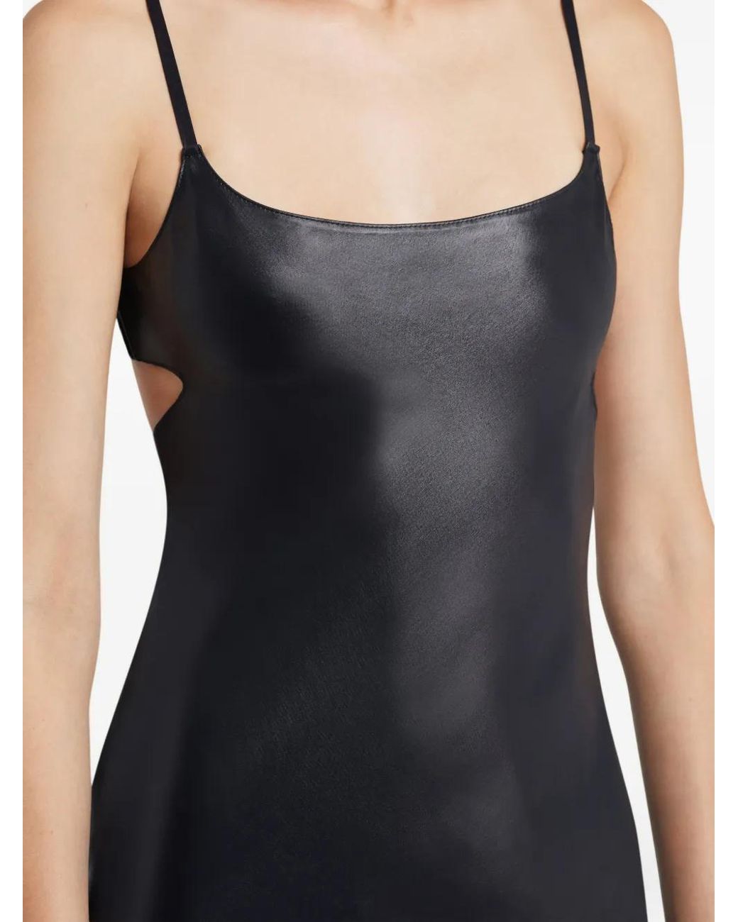 Courreges Black Lingerie Glossy Long Dress
