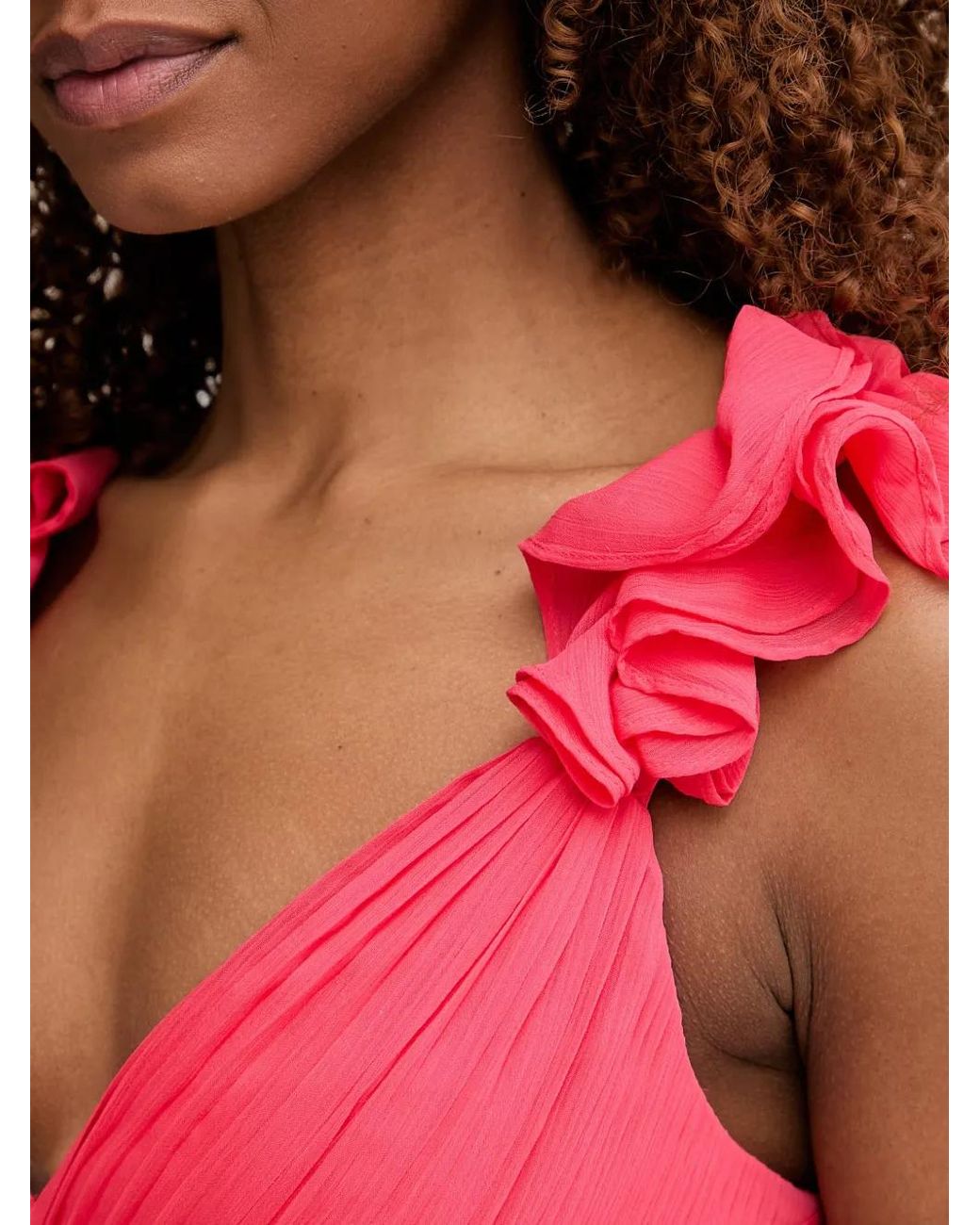 Morgan Pink Ruffled Cut-Out Maxi Dress