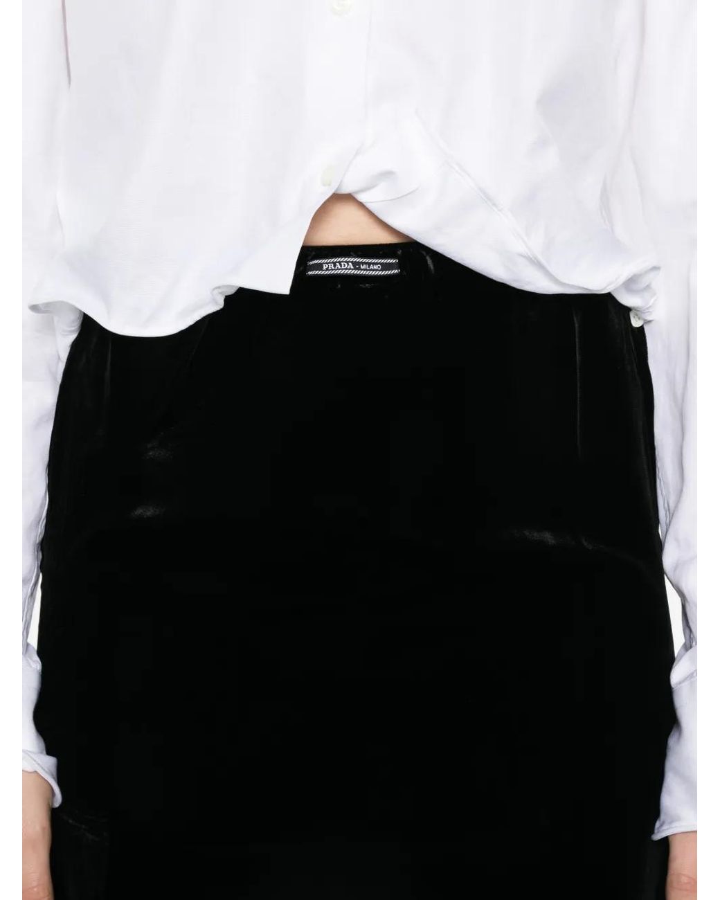 Prada Fluwelen Midi-Rok in het Black
