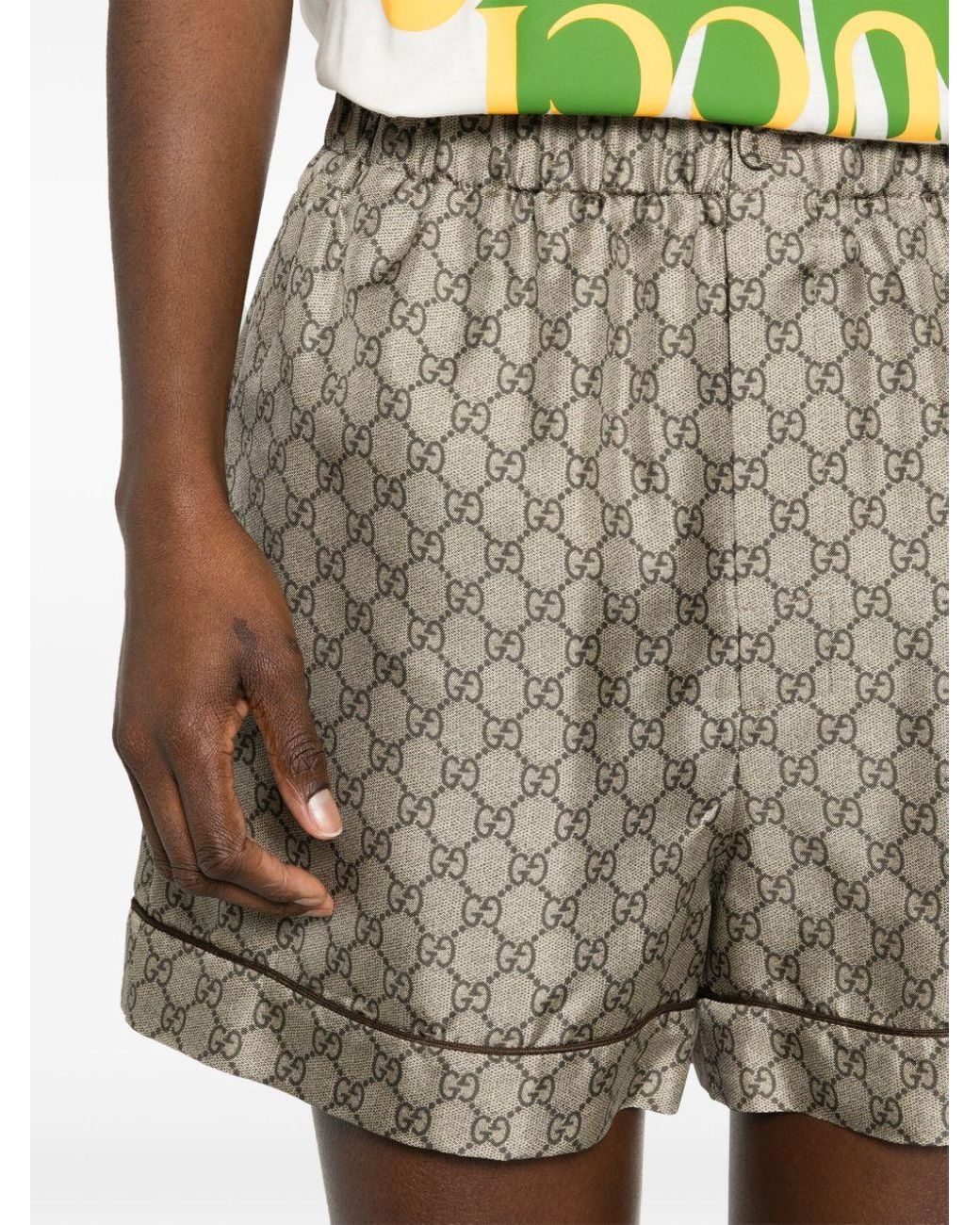 Gucci Neutral gg Supreme Silk Shorts Women s Silk acetate cotton in Grey Lyst UK