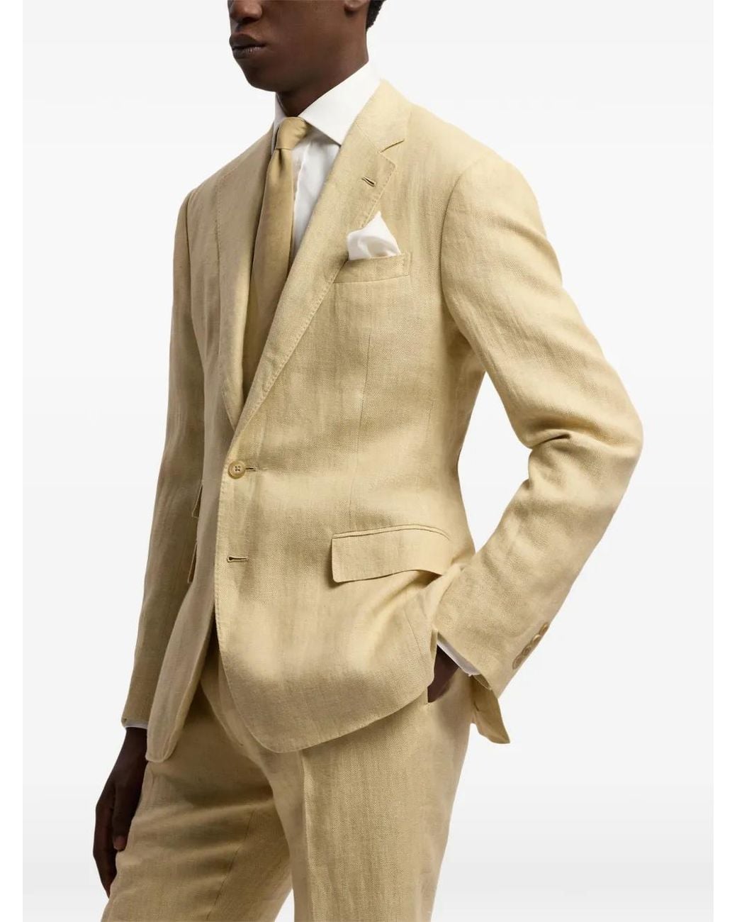 Ralph Lauren Natural Kent Hand-Tailored Linen Suit Jacket for men