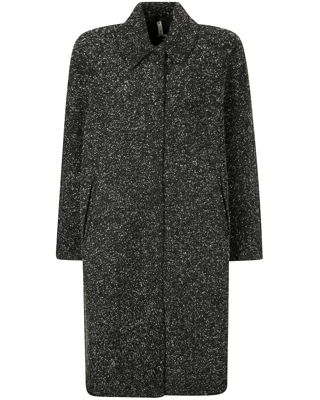 Boboutic Gray Wool-Cashmere Blend Concealed Button Coat