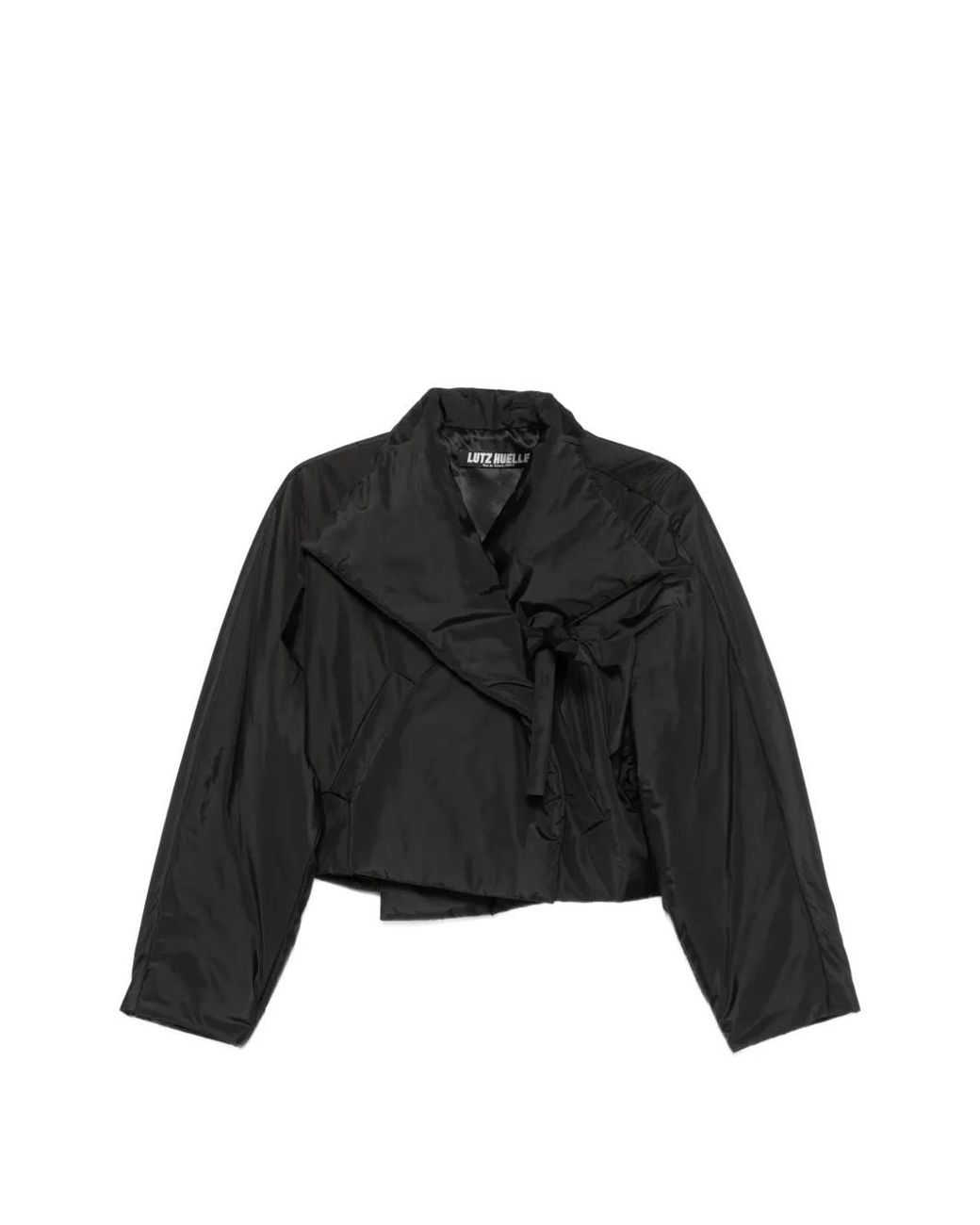 Lutz Huelle Black Bow-Detail Cropped Jacket