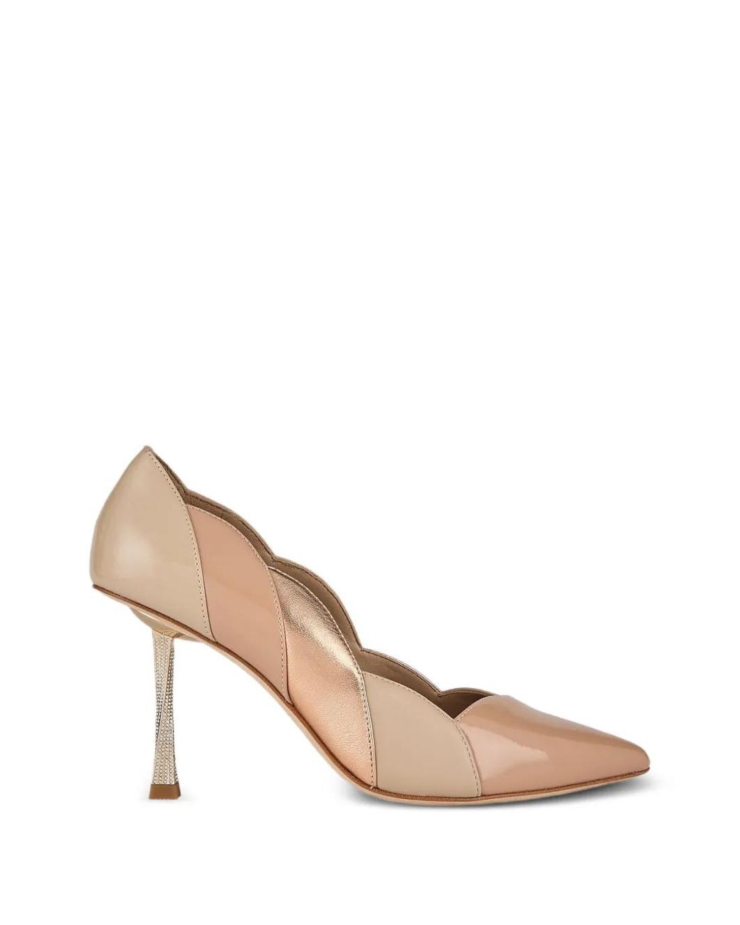 Kat Maconie Natural Divina Crystal-Embellished Scalloped Pumps