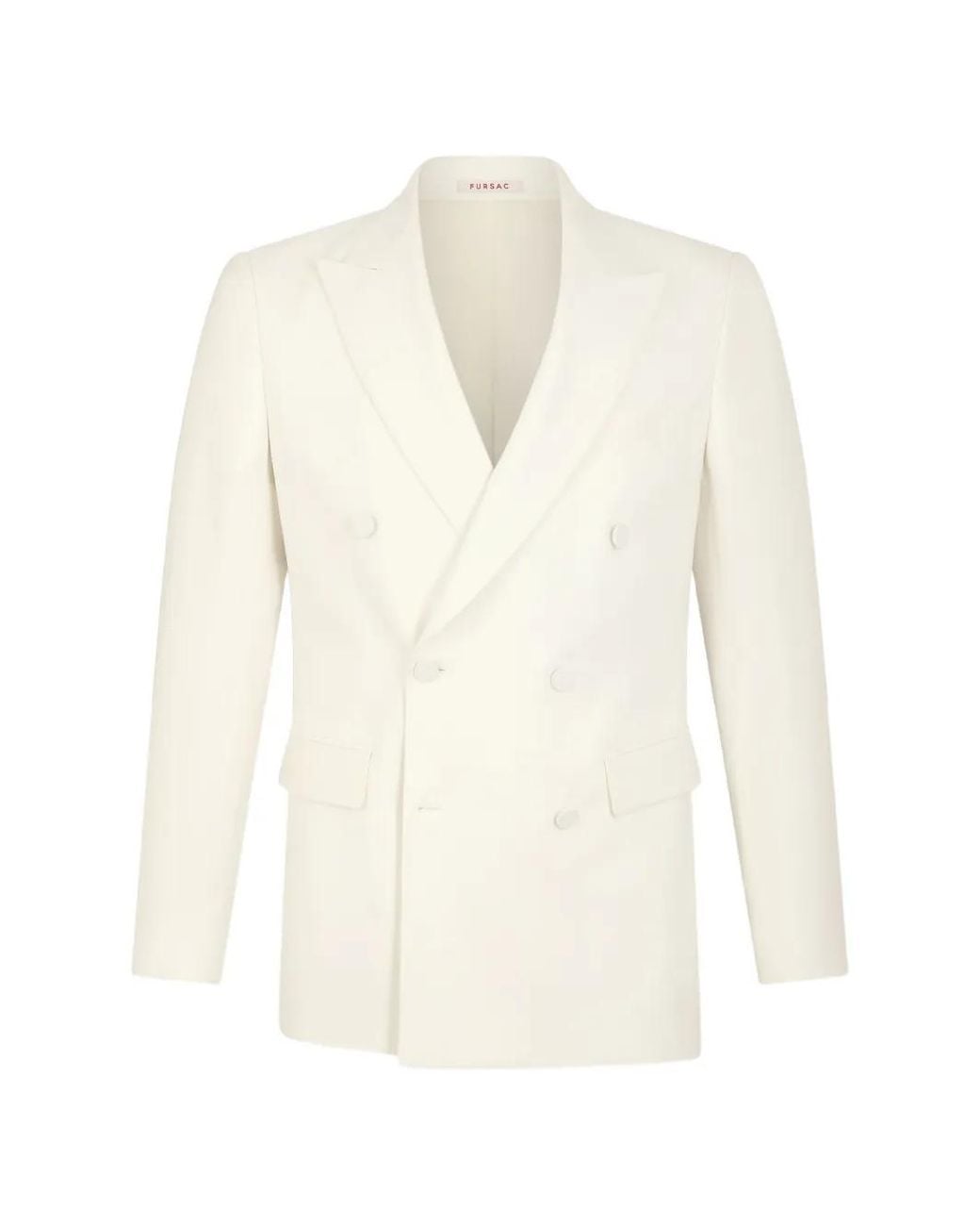 Fursac White Double-Breasted Virgin-Wool Blazer for men