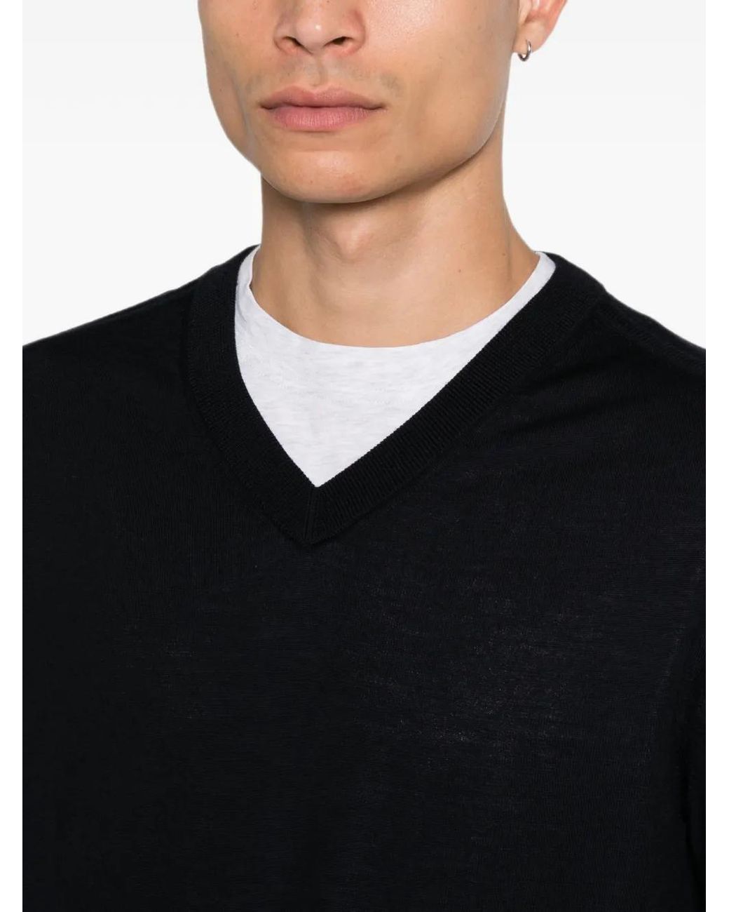 Paul Smith Black Pull En Laine Mérinos À Col V for men