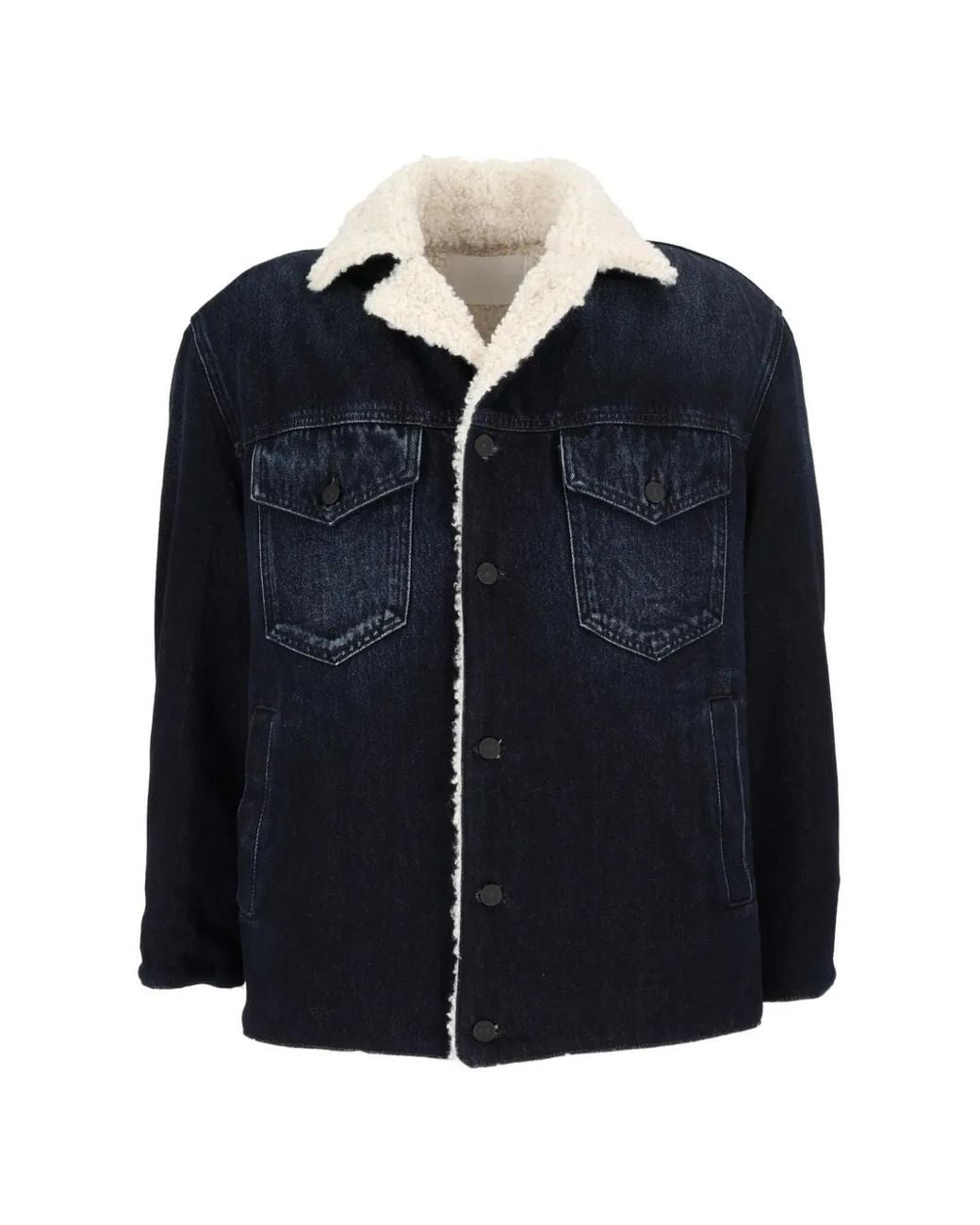 Dondup Blue Shearling-Collar Denim Jacket