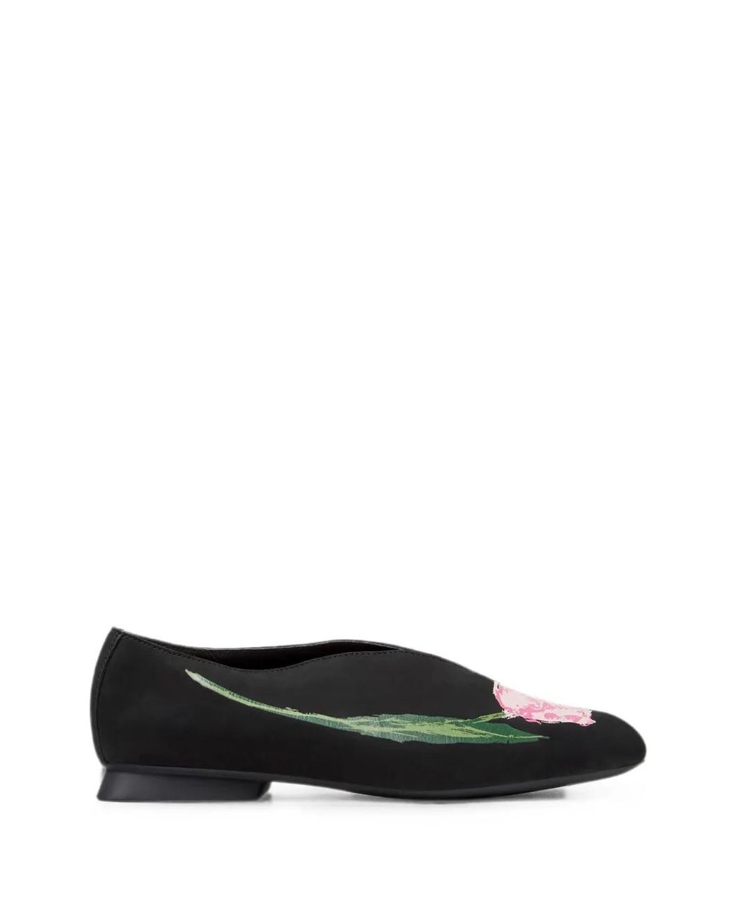 Camper Black Casi Myra Floral-Print Ballet Flats