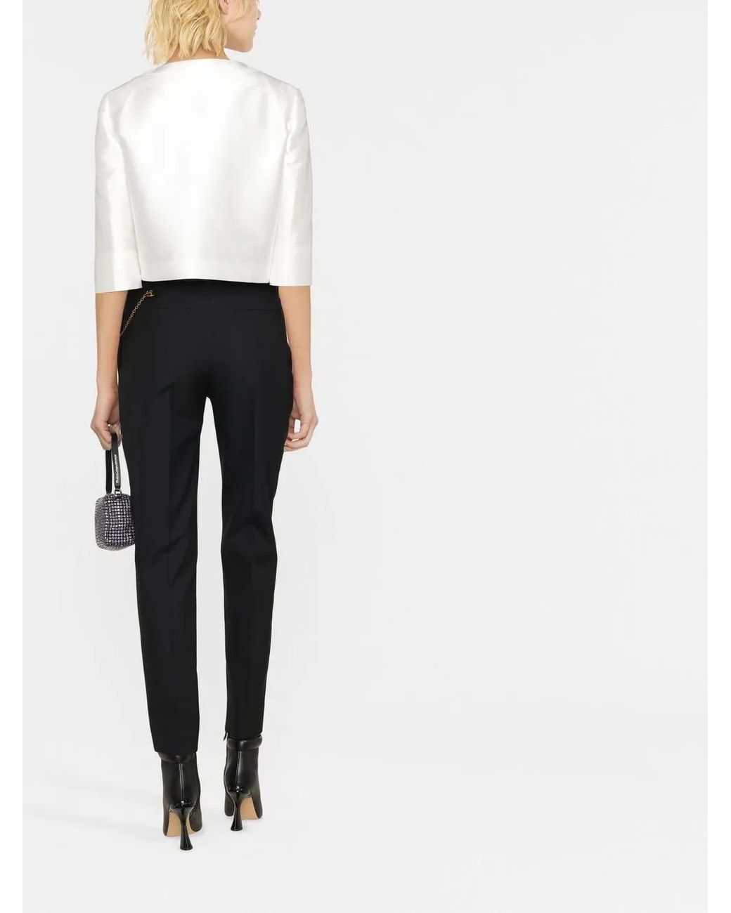 Alberta Ferretti White Dart-Detail Cropped Jacket