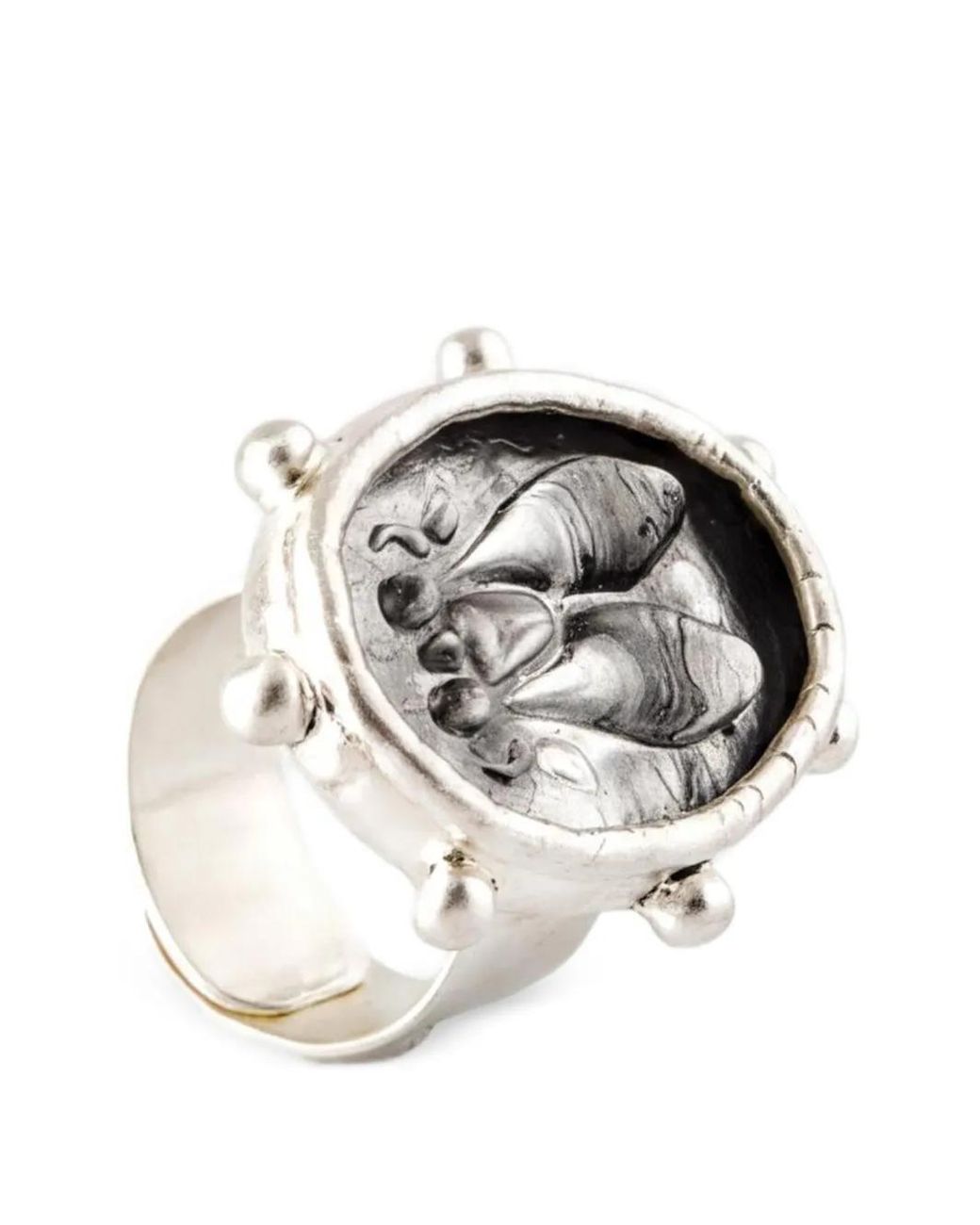 POISONED HEARTS Metallic Chevalière À Design Embossé