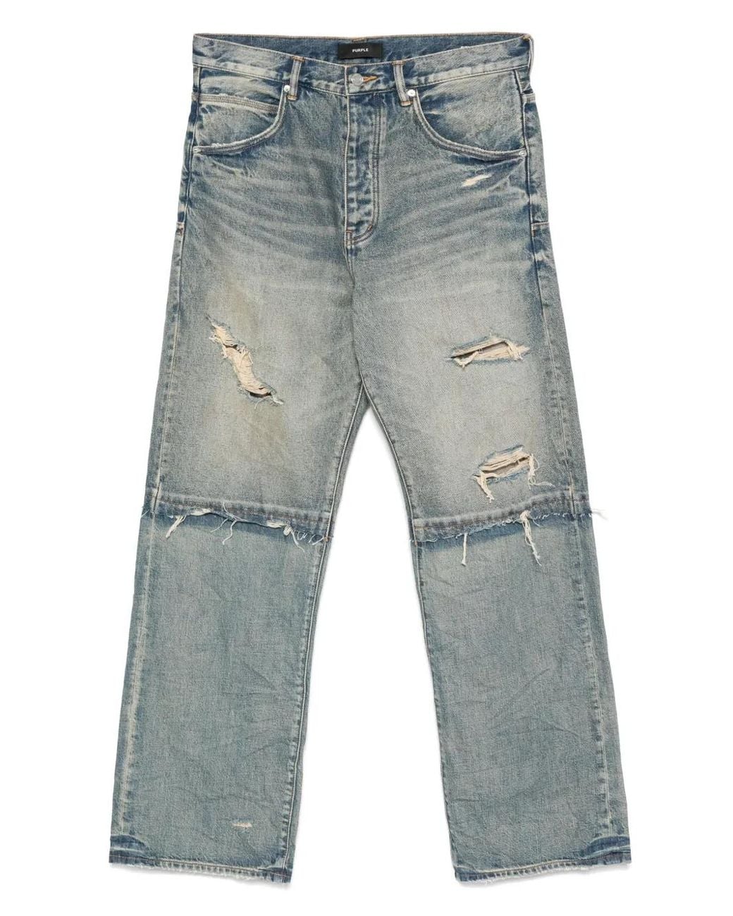 Purple Brand Blue Distressed Wide-Leg Jeans for men