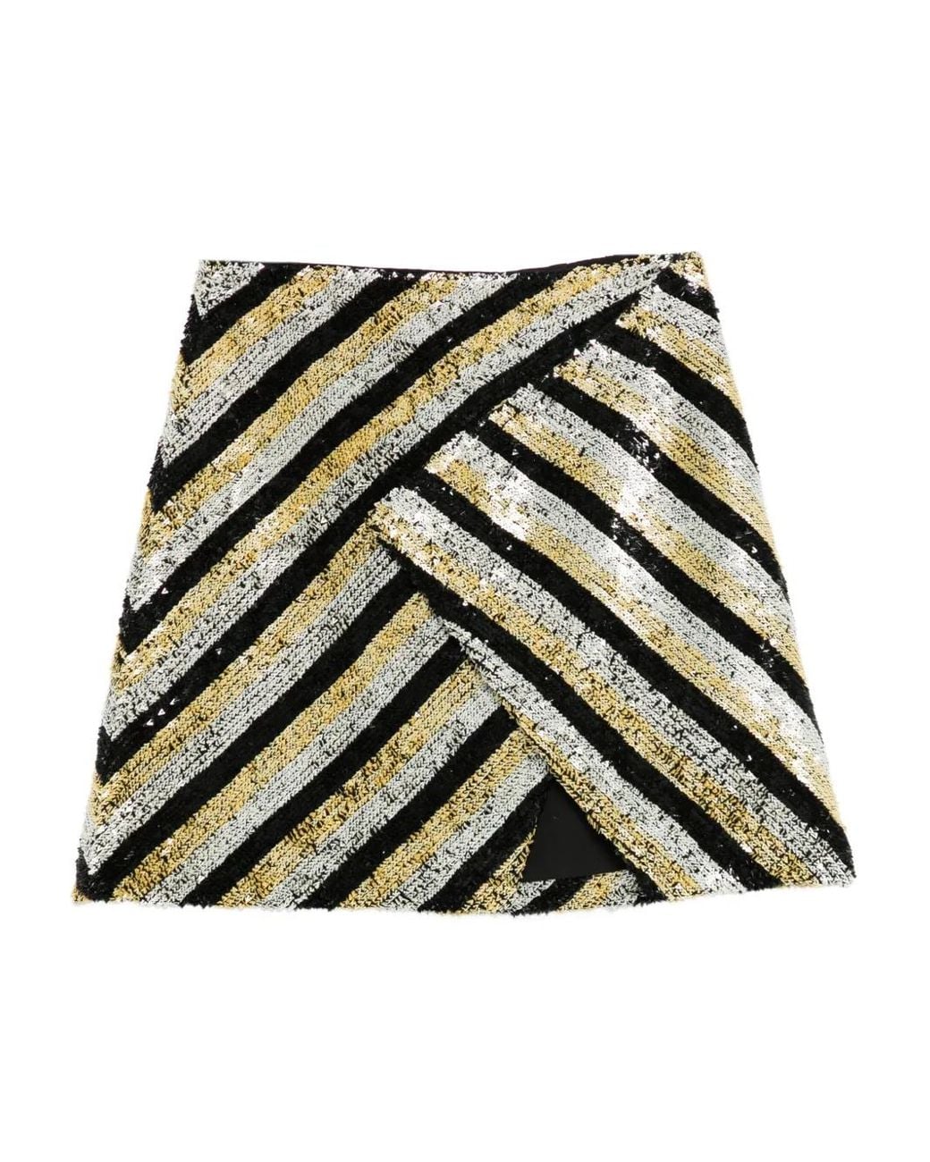 MITILIANE COUTURE Green Sequin-Embellishment Striped Skirt