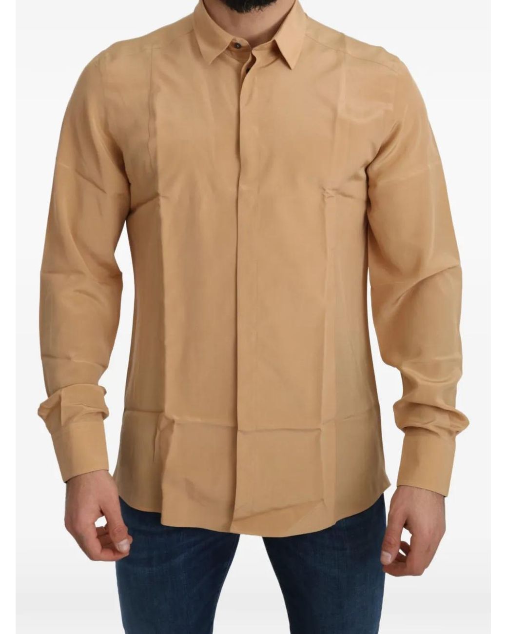 Dolce & Gabbana Blue Long-Sleeve Silk Shirt for men